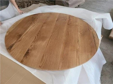 Massiivipuu valkoinen tammi pyöreä ruokasalin pöytälevy